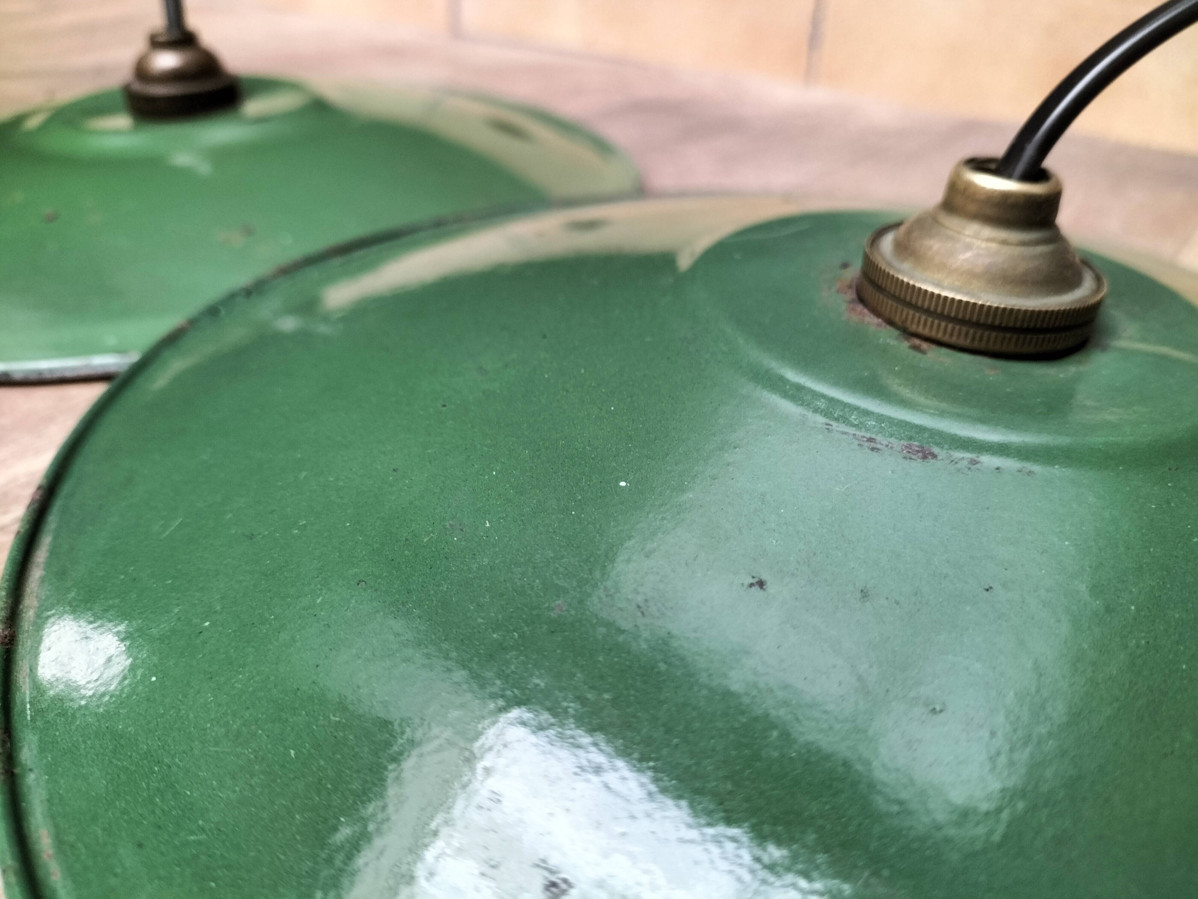 Enameled sheet metal pendant lights