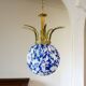 Large Portuguese blue glass crowned chandelier