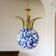 Large Portuguese blue glass crowned chandelier