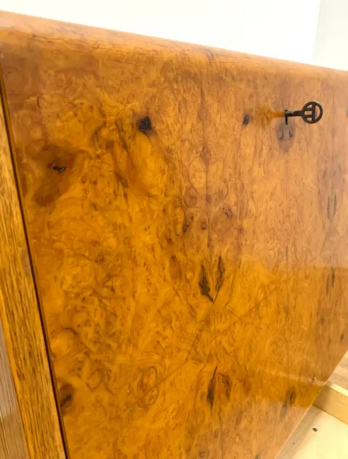 Vintage Czech Burr Walnut Bar Cabinet 1950s