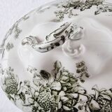 Antique Doulton Brurslem English Porcelain Tureen with Rose and Waratah Pattern from 1920