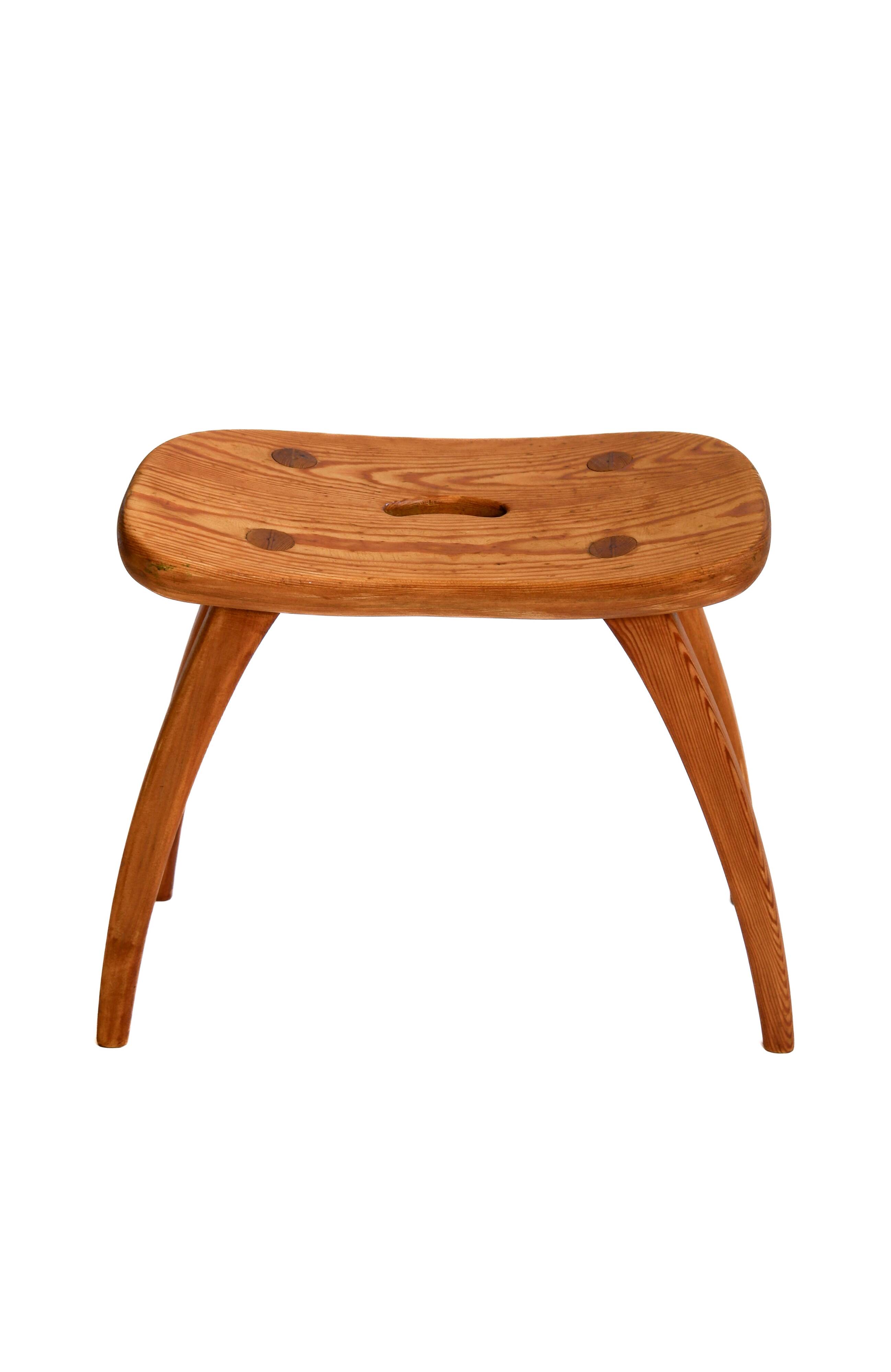 Torsten Claesson stool, pine, suede 1950.