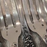 12 silver-plated table forks by goldsmith Ravinet Art Nouveau