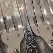 12 silver-plated table forks by goldsmith Ravinet Art Nouveau