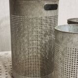 Vintage set of perforated metal waste bins