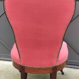 Ancienne Chaise basse Chauffeuse Rouge