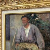 Portrait Oil on Wood, 20th Century
