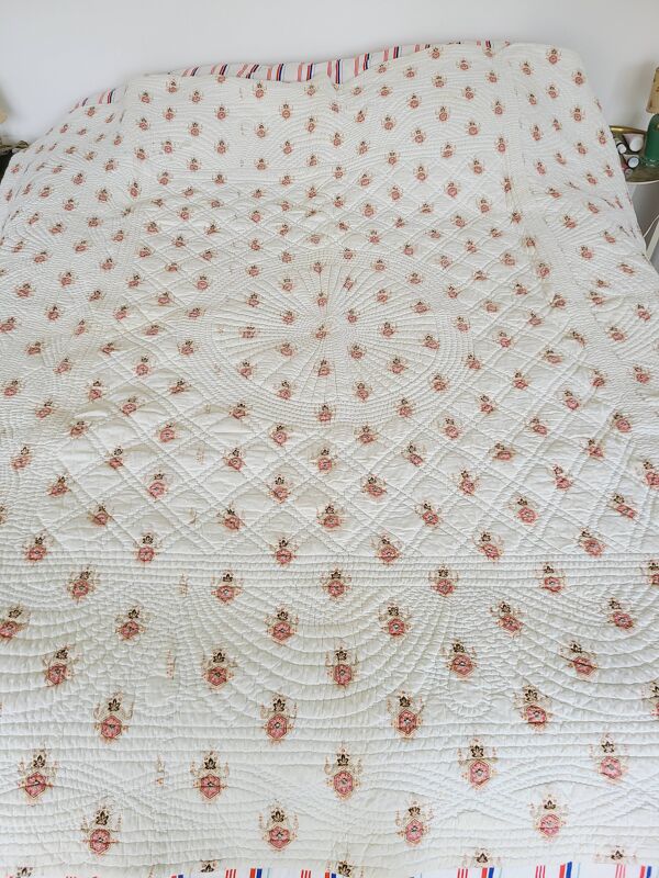 1850 grande courtepointe piquee 195 x 190 cm