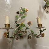 Florentine Tole Flower Sconces, Set of 2