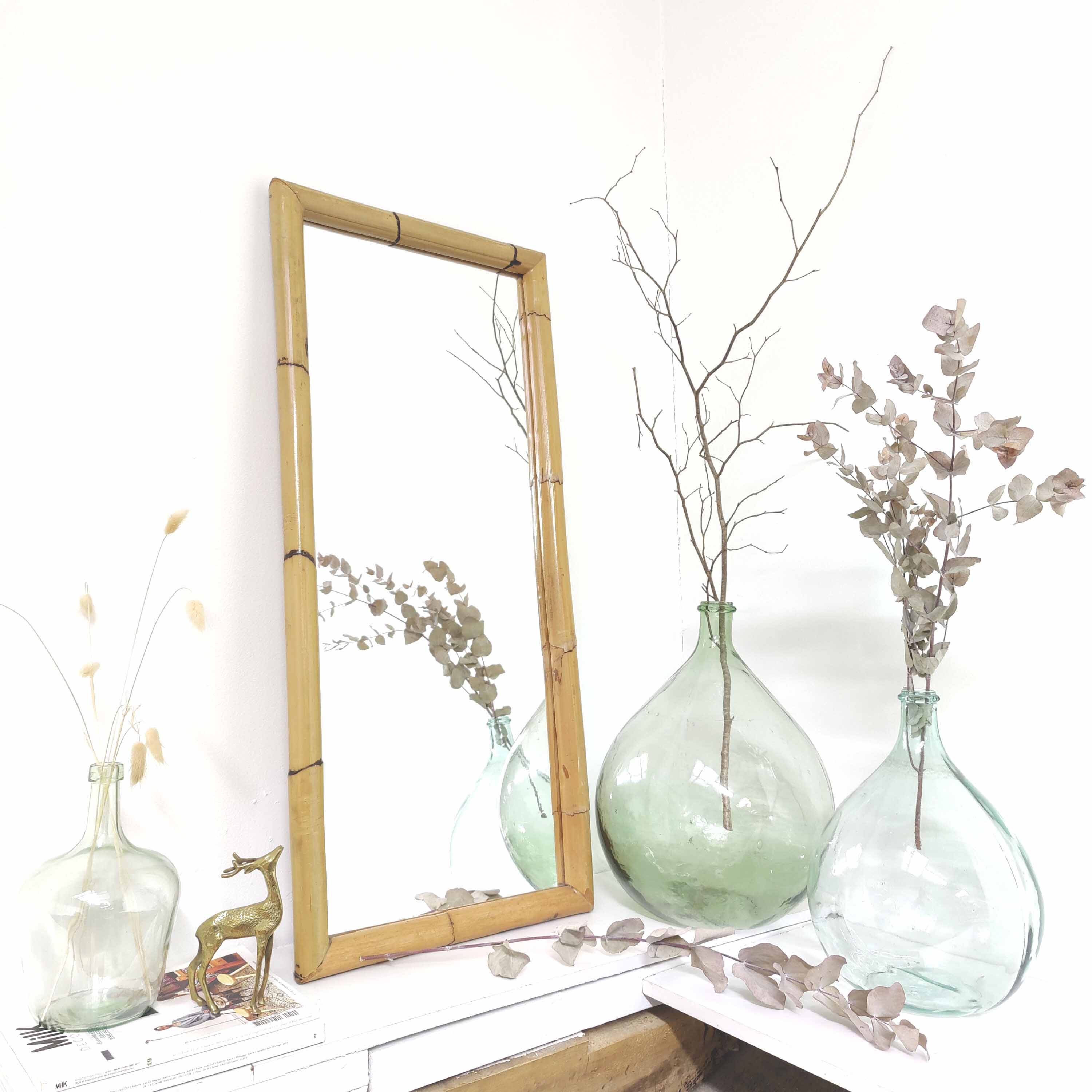Rectangular vintage bamboo mirror 1m by 45cm