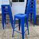 Genuine tolix h75 industrial metal bar stool, stackable, blue.