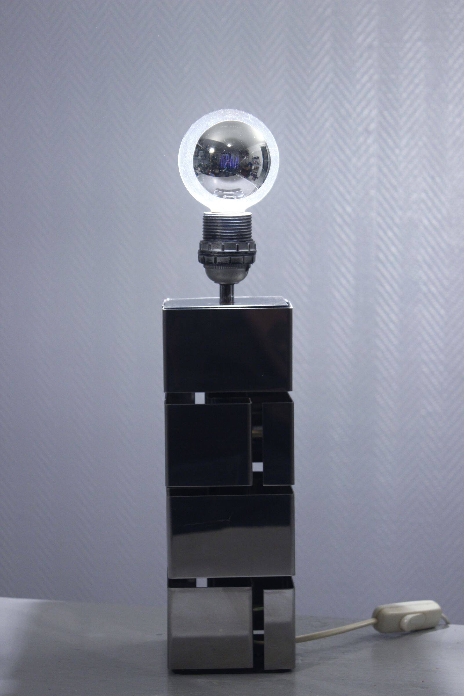 Curtis Jere vintage design lamp base "Building" chrome steel 1970s
