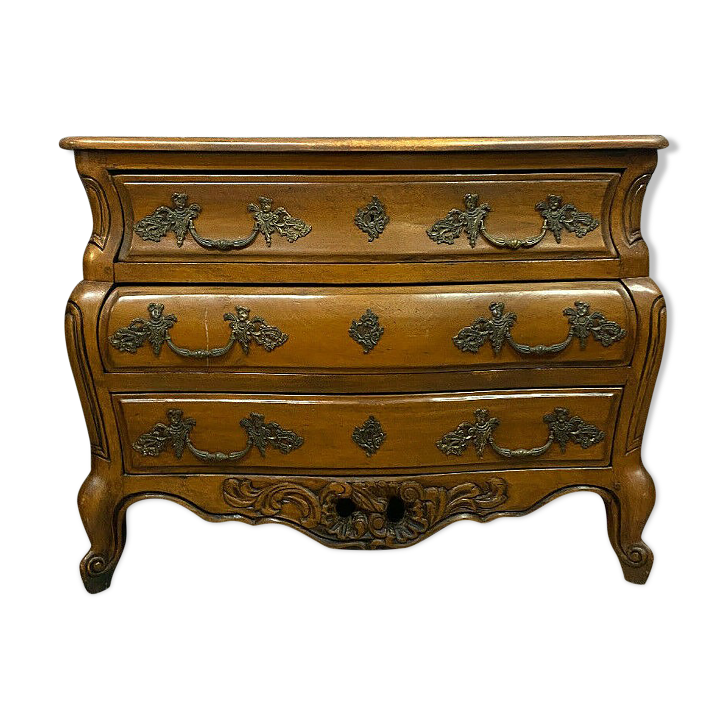 Commodity Louis XV Bordeaux tomb in natural wood patinated around 1900-1920