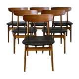 Vintage Danish set of 6 chairs teak - skai