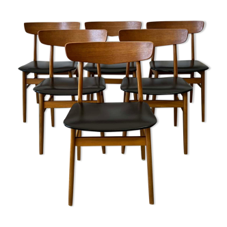 Vintage Danish set of 6 chairs teak - skai