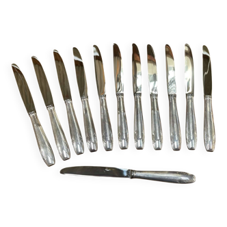 Set of 12 small silver-plated Art Deco style knives