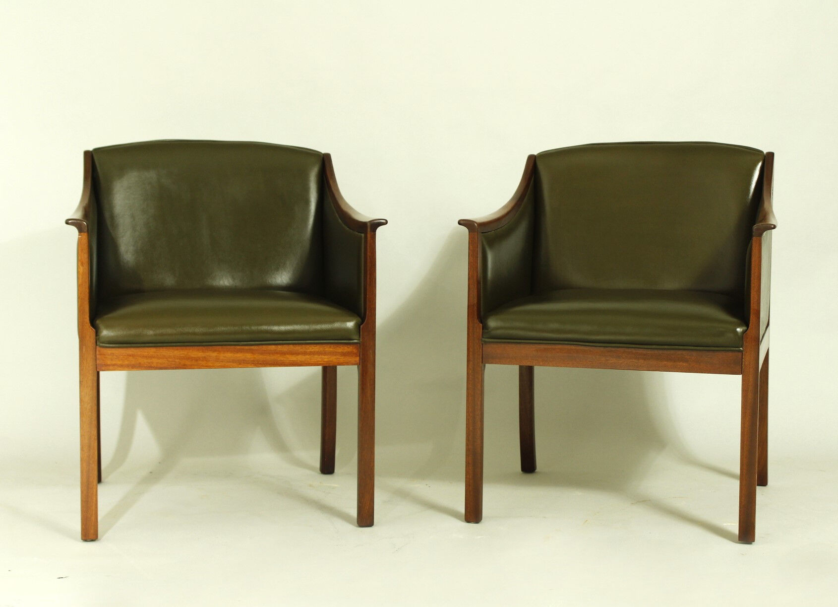 Pair of Leather Lounge Chairs by Ole Wanscher, 1950s