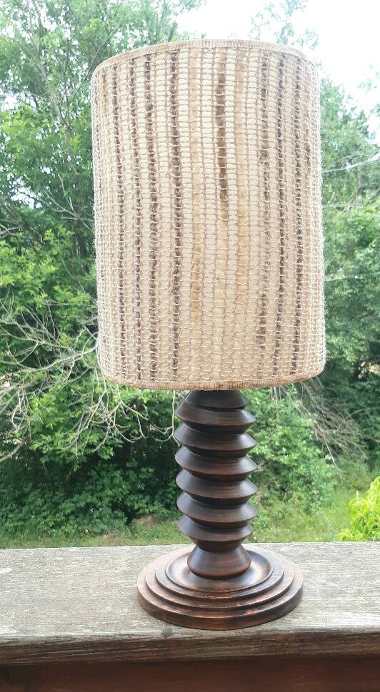 Art Deco turned wood lamp