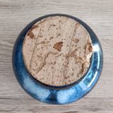 Blue glazed stoneware pot with cork stopper