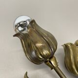 Sculptural 44cm brass  "flower" theatre wall light, italy, 1970s