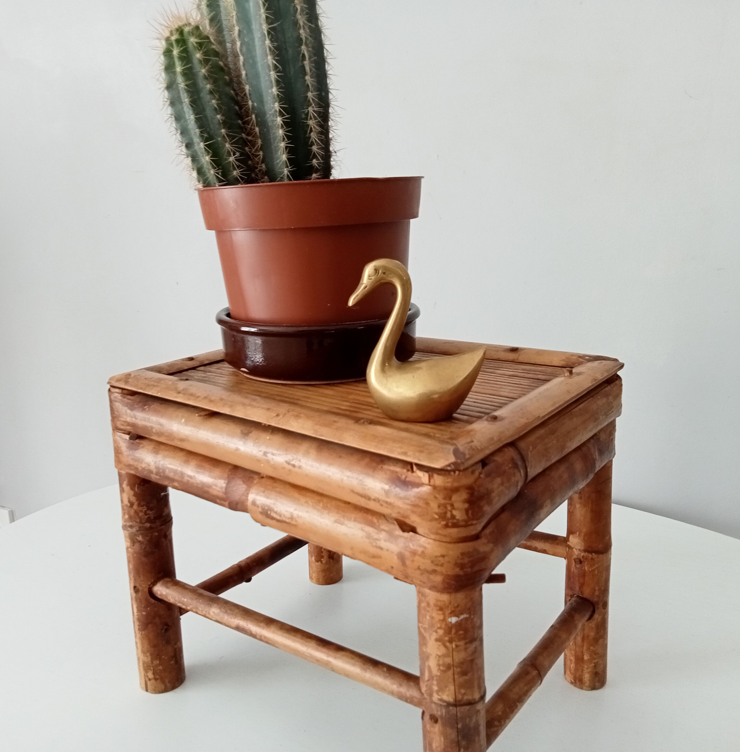 Antique burnt bamboo stool
