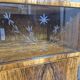 Restored Compact Art Deco Walnut Cabinet with Engraved Glass 1930s