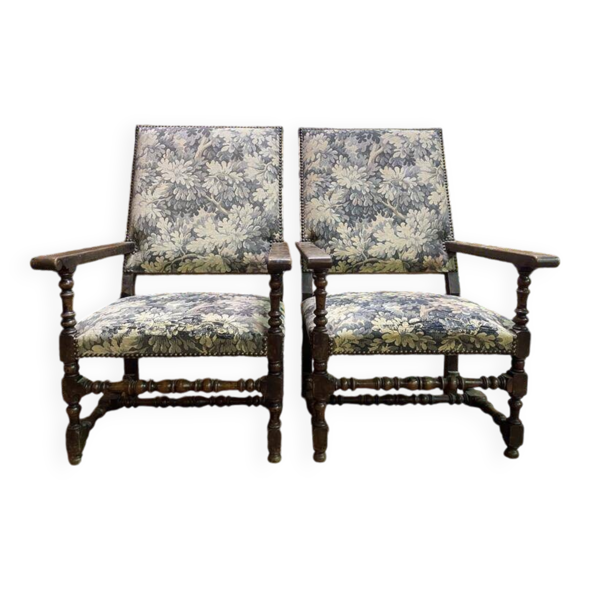 Pair of Louis XIII style armchairs