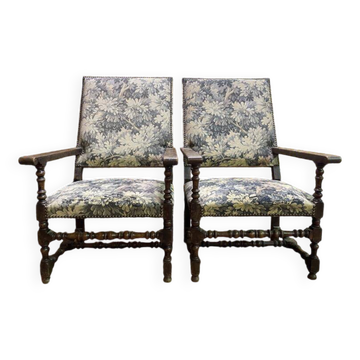 Pair of Louis XIII style armchairs