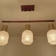 Vintage Scandinavian Pendant Light Teak Glass
