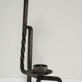 Brutalist candle holder design iron black patina 60s