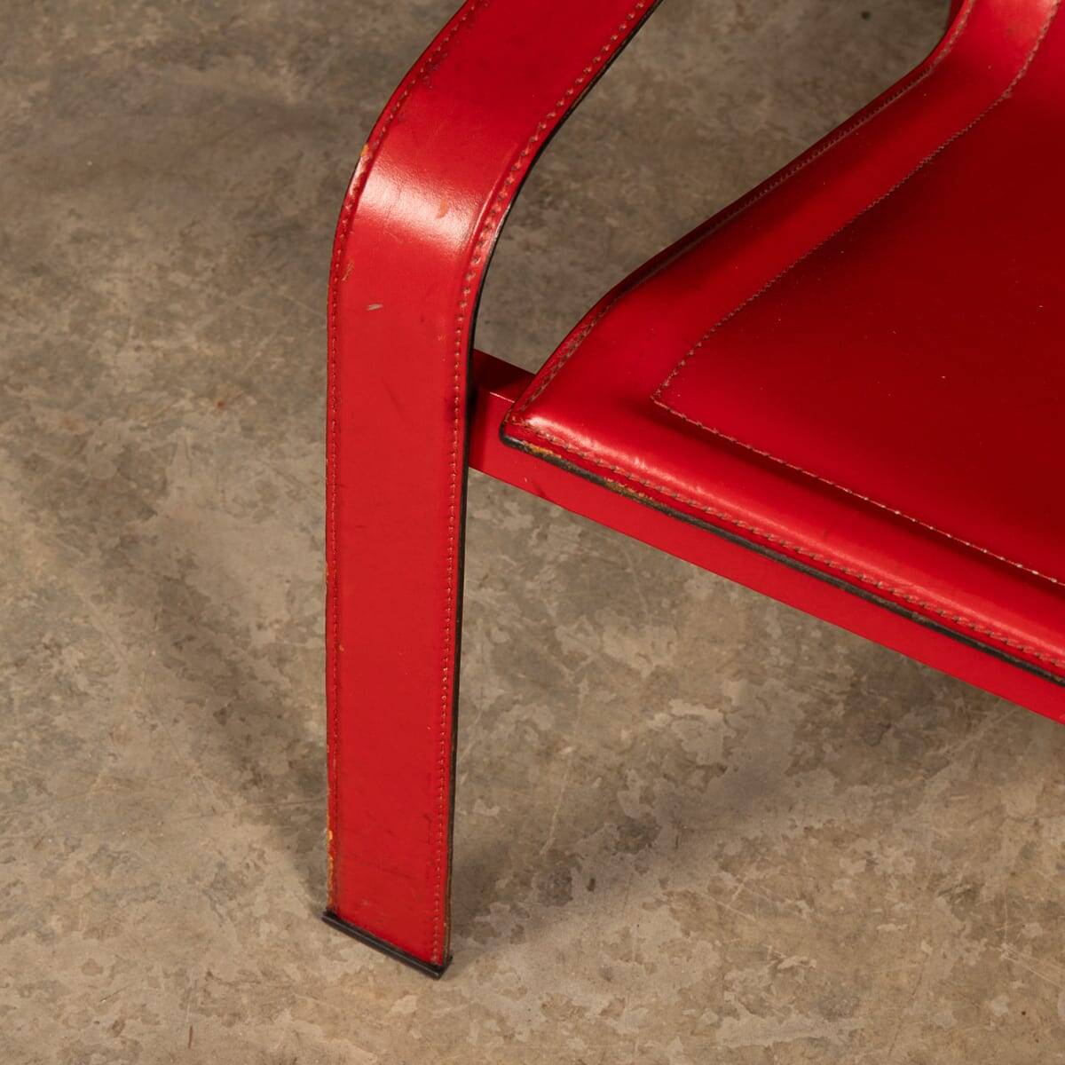 20thC Italian Red Leather Chair By Toussaint & Angeloni For Matteo Grassi