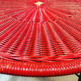 Scoubidou and rattan coffee table