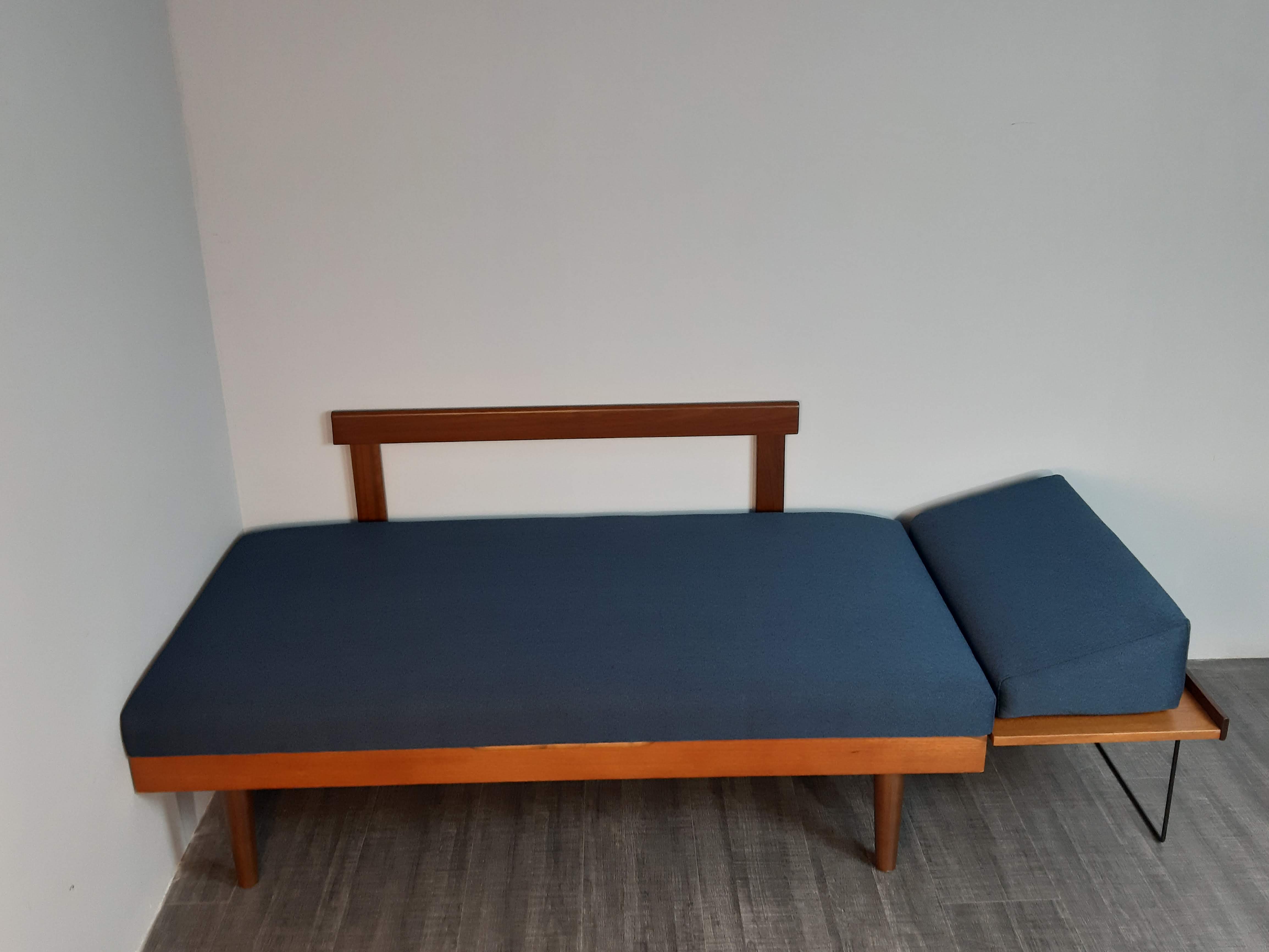 Daybed teck blue fabric Ingmar Relling by Ekornes vintage scandinavian