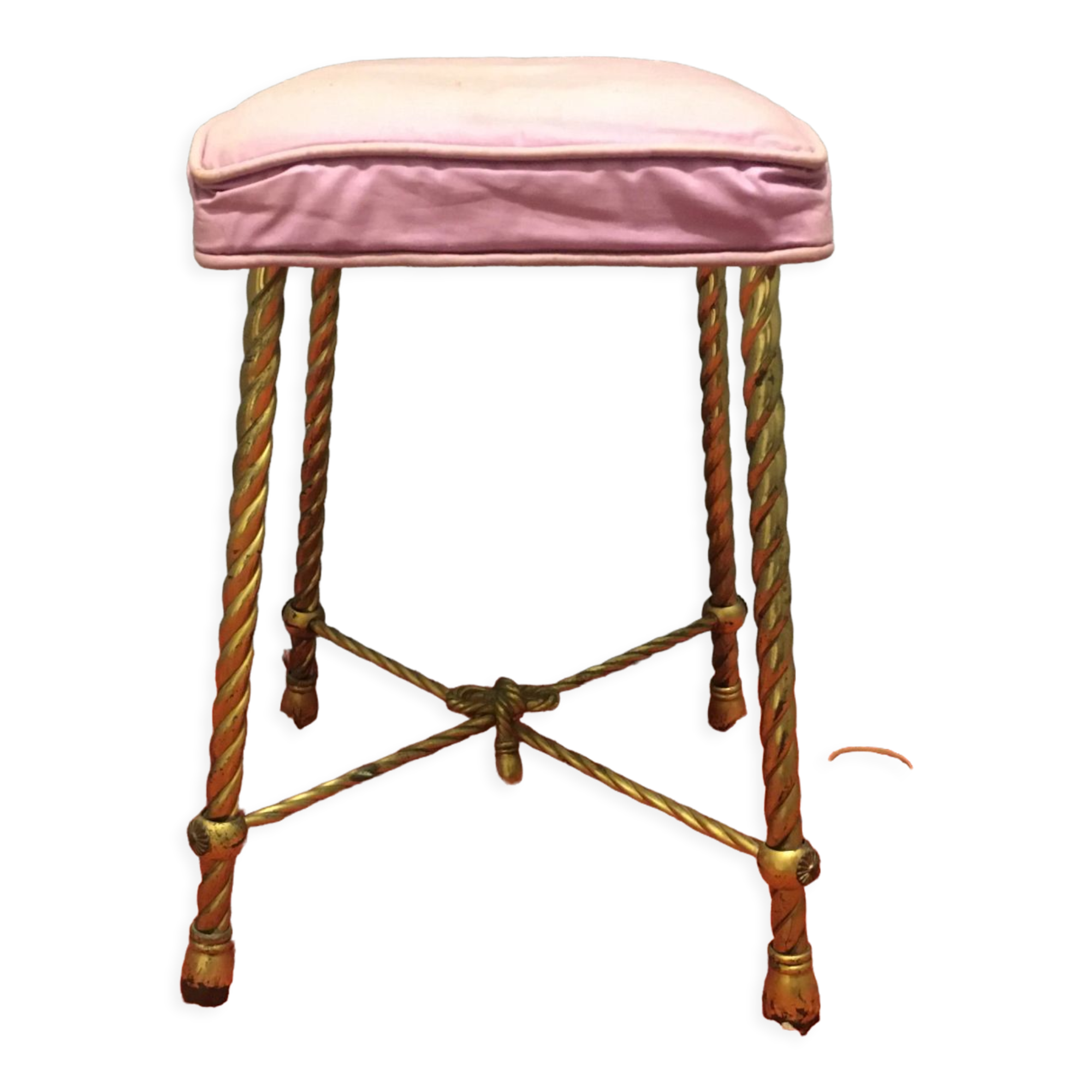 Golden Brass Style Rope Stool