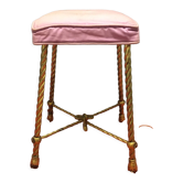 Tabouret en corde de style laiton doré