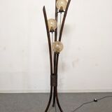 Tripod lamp in bamboo and glass from the 60s/70s