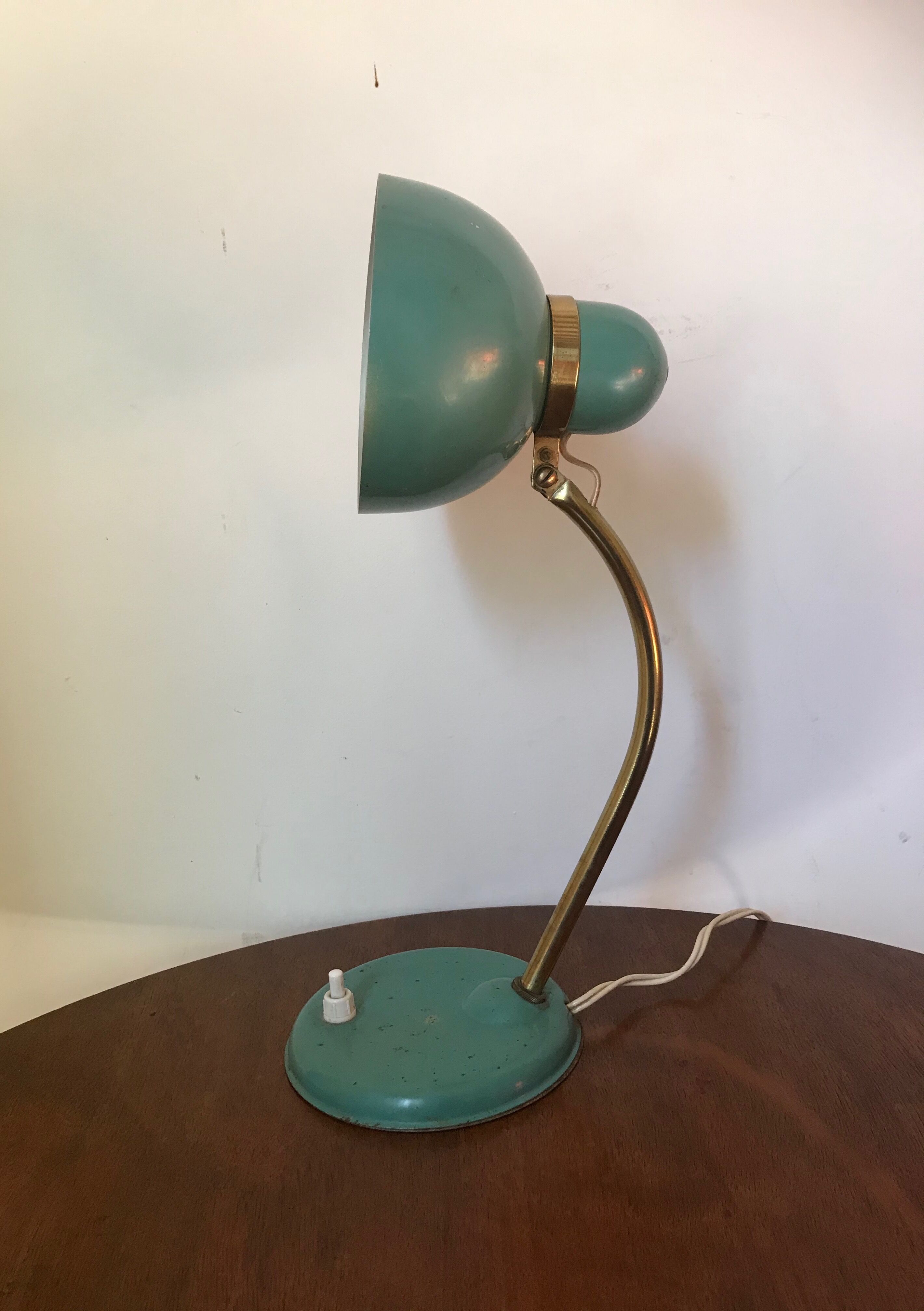 Vintage khaki green metal lamp