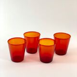 Set of 4 glasses, translucent oranges - vintage 1970