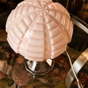 Antique Art Deco lamp in pink glass and chrome metal – Unusual and timeless