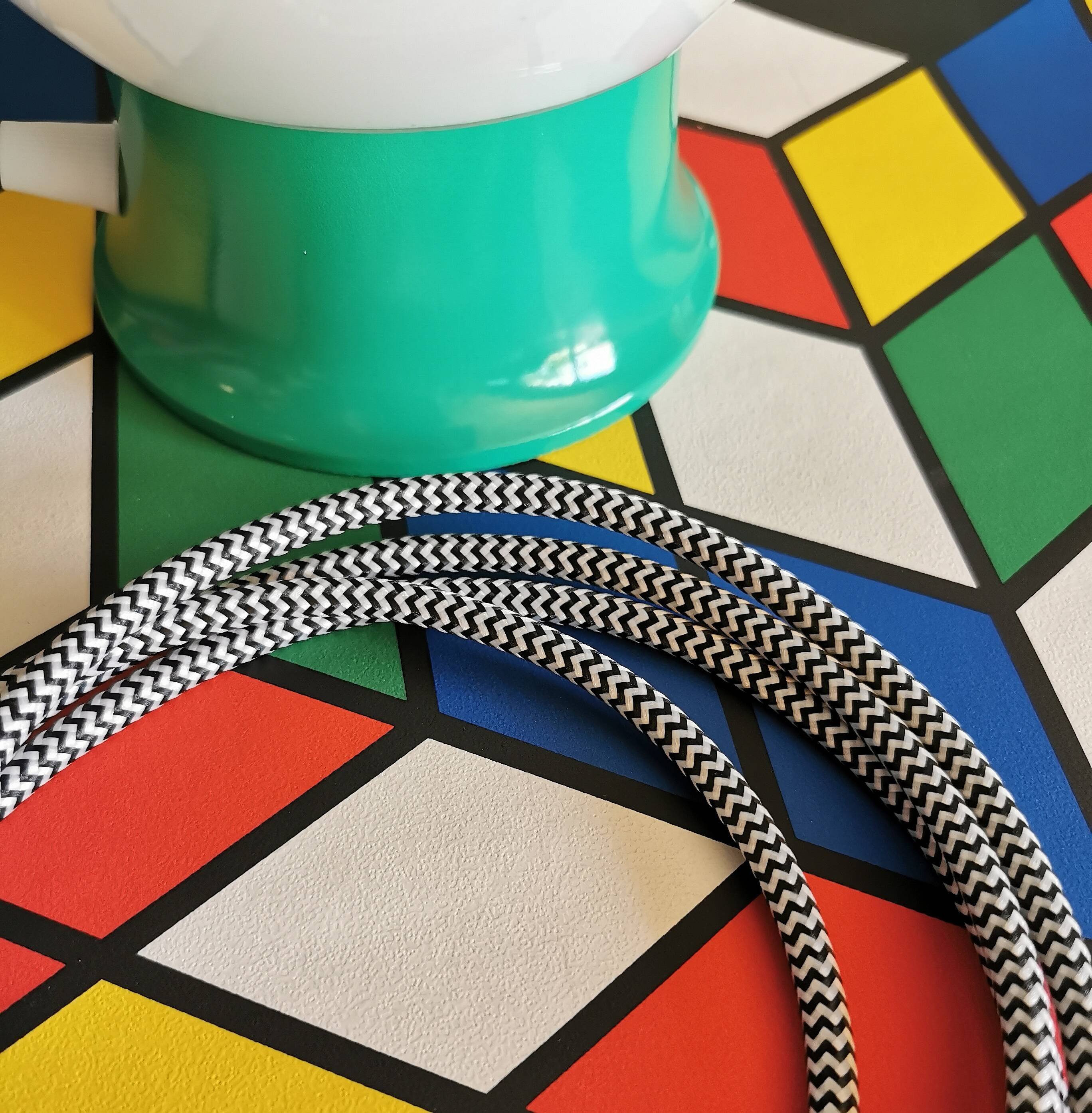 Vintage white opaline living room bedside desk lamp "Green"