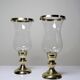 Pair of large vintage glass and gold metal tealight candle holders