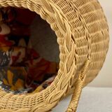 Large wicker basket with vintage handle