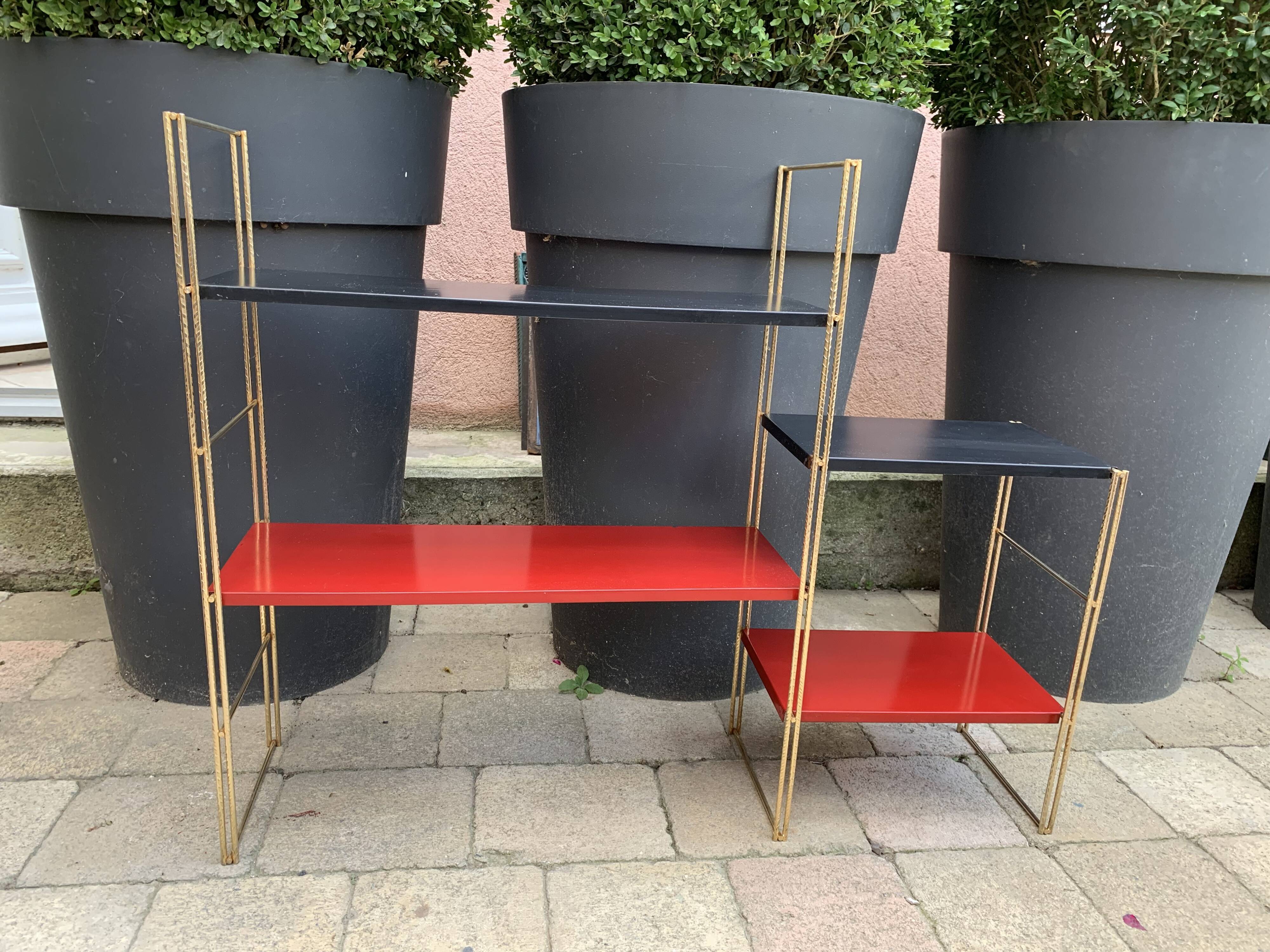 60's black and red String shelf