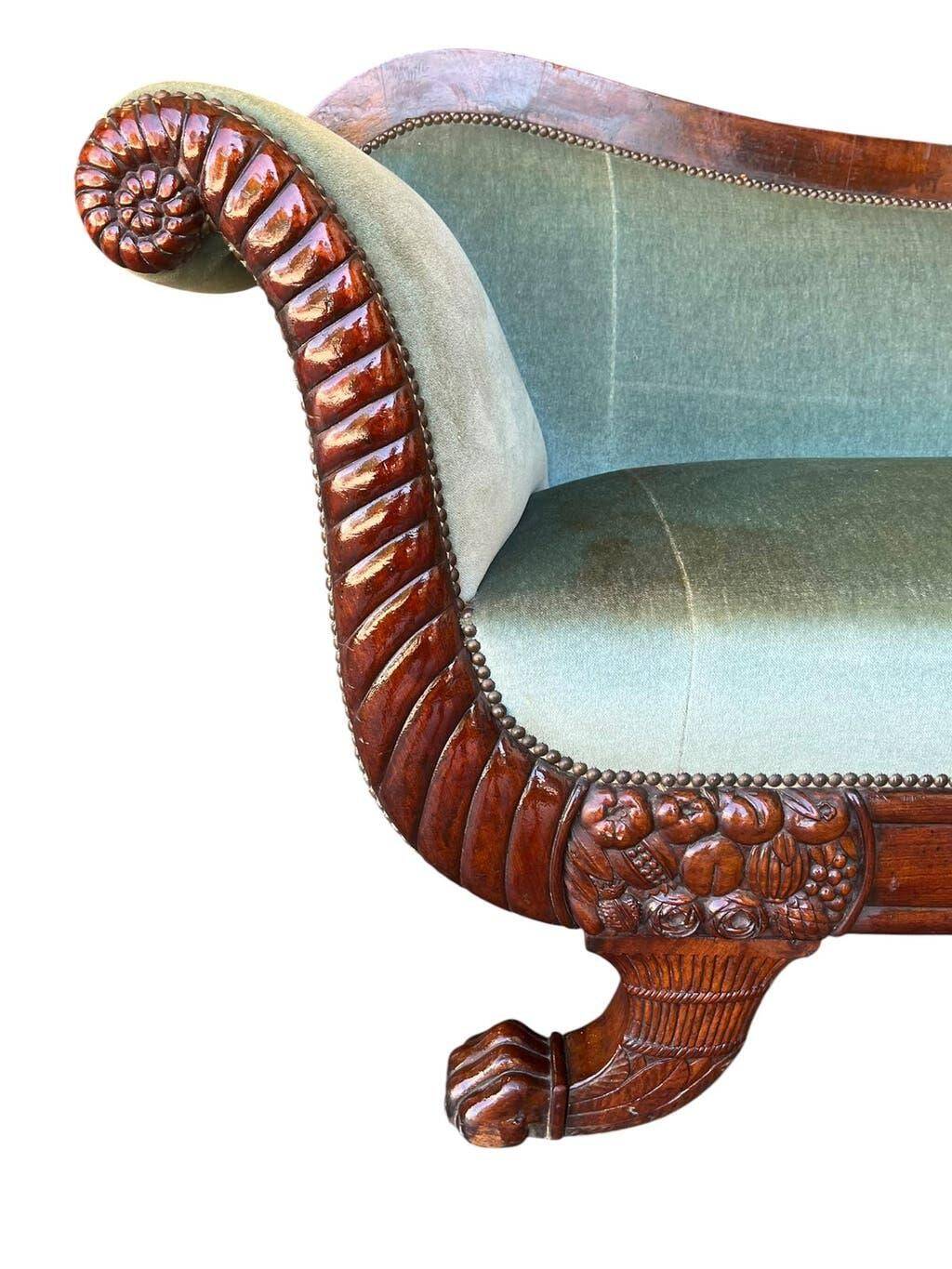 Fauteuil baroque vintage vert d'eau / Biedermeier / canapé