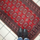 Vintage carpet Uzbek Bukhara handmade 83cm x275cm 1960s, 1C739