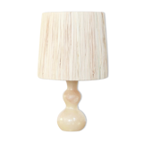 Alabaster lamp, raffia lampshade, 60s