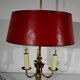 Brass bouillotte lamp with red lampshade, Louis XVI – XXth style
