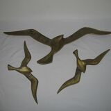 Ensemble de décoration murale 3 x mouette hirondelle oiseau laiton 80 / 90 s