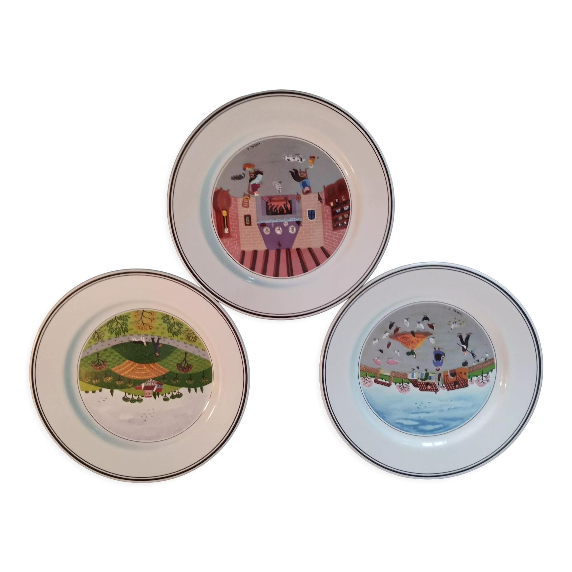 3 villeroy and boch plates