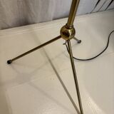 60s tripod floor lamp in black and gold metal